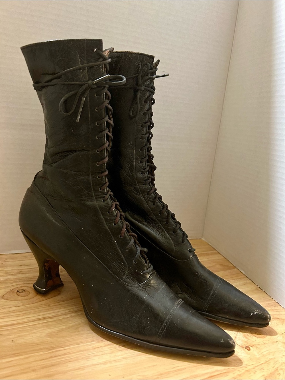 Authentic Antique Victorian Leather Lace Up Boots